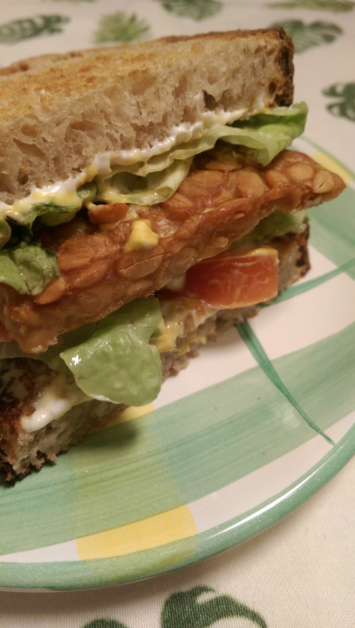 Home-made tempeh sandwich